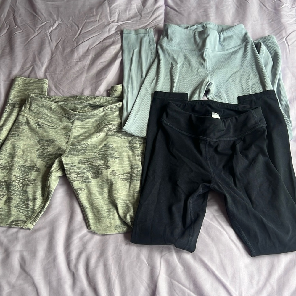 3 pair of athleta girl leggings size 7